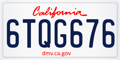 CA license plate 6TQG676