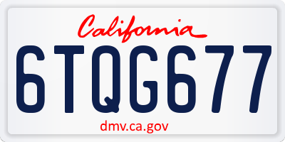 CA license plate 6TQG677