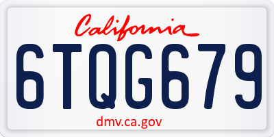 CA license plate 6TQG679