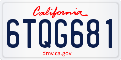 CA license plate 6TQG681