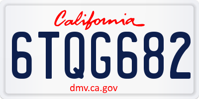 CA license plate 6TQG682
