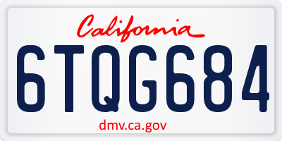 CA license plate 6TQG684