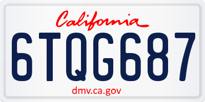 CA license plate 6TQG687