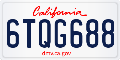 CA license plate 6TQG688