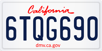 CA license plate 6TQG690