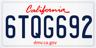 CA license plate 6TQG692