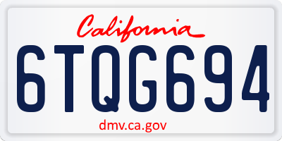 CA license plate 6TQG694