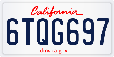 CA license plate 6TQG697