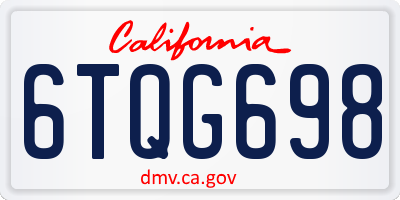 CA license plate 6TQG698