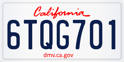 CA license plate 6TQG701
