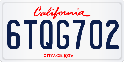 CA license plate 6TQG702