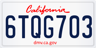 CA license plate 6TQG703