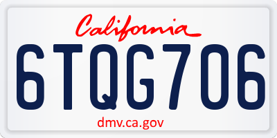 CA license plate 6TQG706