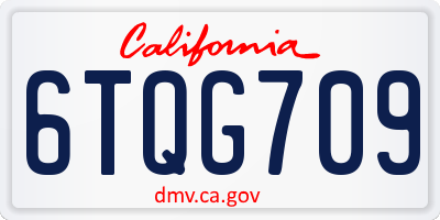 CA license plate 6TQG709