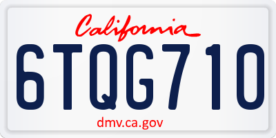 CA license plate 6TQG710