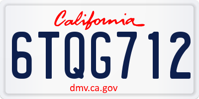 CA license plate 6TQG712