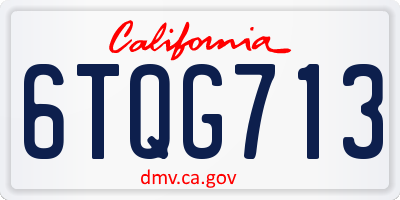 CA license plate 6TQG713