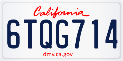 CA license plate 6TQG714