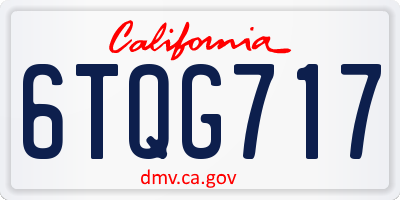 CA license plate 6TQG717