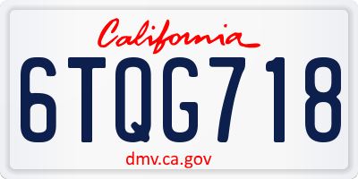 CA license plate 6TQG718