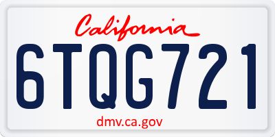 CA license plate 6TQG721
