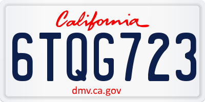 CA license plate 6TQG723