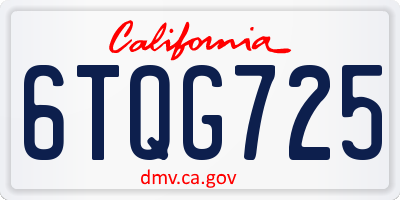 CA license plate 6TQG725