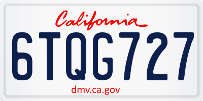 CA license plate 6TQG727