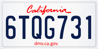 CA license plate 6TQG731