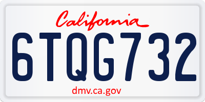CA license plate 6TQG732