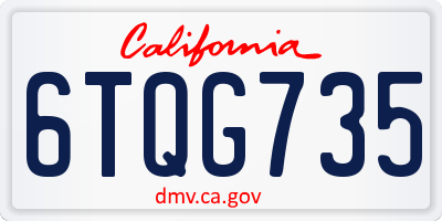 CA license plate 6TQG735