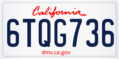 CA license plate 6TQG736