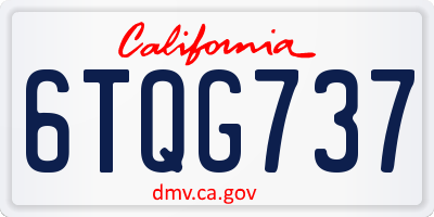 CA license plate 6TQG737