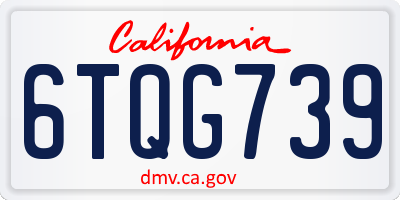 CA license plate 6TQG739