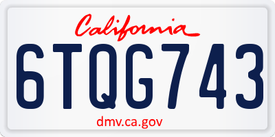 CA license plate 6TQG743