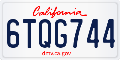 CA license plate 6TQG744
