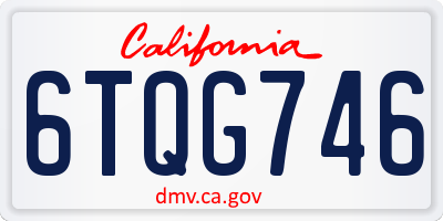 CA license plate 6TQG746