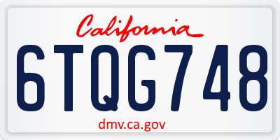 CA license plate 6TQG748