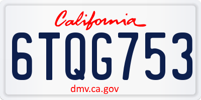 CA license plate 6TQG753