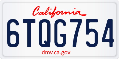 CA license plate 6TQG754