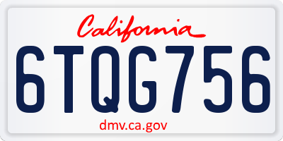 CA license plate 6TQG756