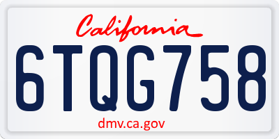 CA license plate 6TQG758