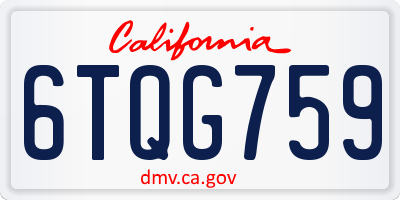 CA license plate 6TQG759