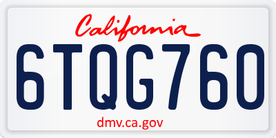 CA license plate 6TQG760