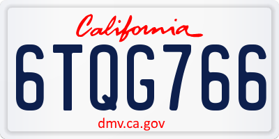 CA license plate 6TQG766