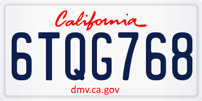 CA license plate 6TQG768
