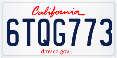 CA license plate 6TQG773