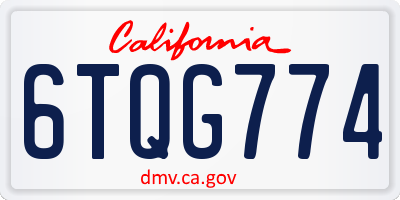 CA license plate 6TQG774