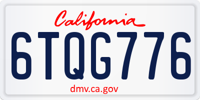 CA license plate 6TQG776