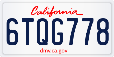 CA license plate 6TQG778